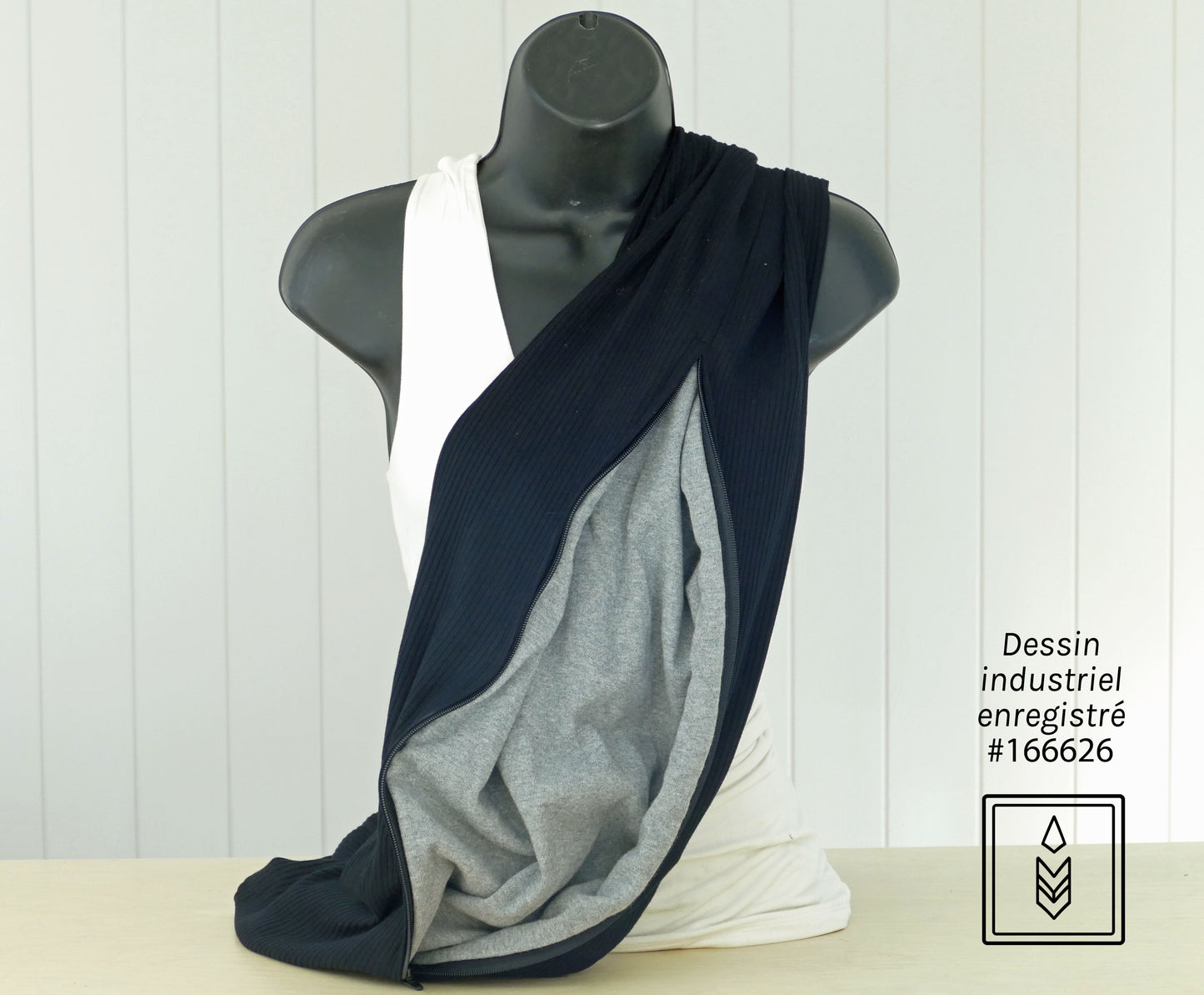 Foulard en bambou noir uni